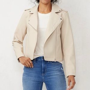 Lauren Conrad Faux Suede Moto Jacket in English Cream